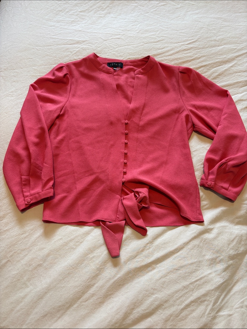 1. State Dusty Rose Tie-Front Blouse